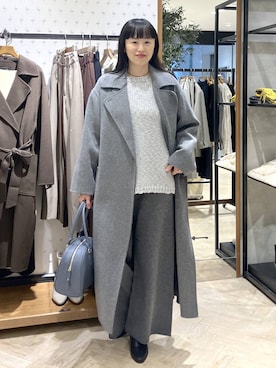 「アイテム（ステンカラーコート）」を使った、まゆてぃんさん（レディース・164cm・30代）の冬コーディネート