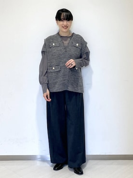 「A part by（アパートバイ）のアイテム（ベスト）」を使った、まゆてぃんさん（レディース・164cm）の秋コーディネート