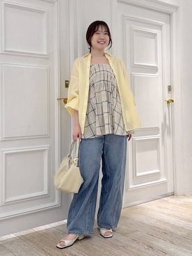 「A part by（アパートバイ）のApbコクーンデニムパンツ（デニムパンツ、ブルー系）」を使った、yumaさん（レディース・164cm）の春コーディネート