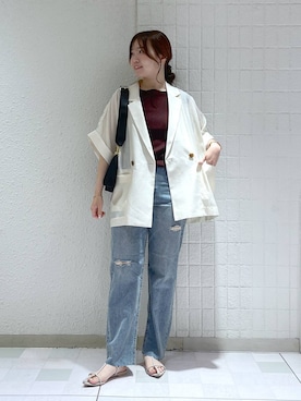 「A part by（アパートバイ）のクロスフラットサンダル（サンダル）」を使った、yumaさん（レディース・164cm・30代）の夏コーディネート