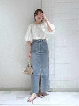 「アイテム（デニムスカート）」を使った、yumaさん（レディース・164cm・30代）の夏コーディネート