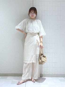 「A part by（アパートバイ）のバルーンドットブラウス（シャツ/ブラウス）」を使った、yumaさん（レディース・164cm）の夏コーディネート