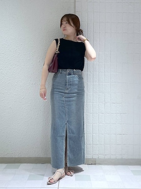 「アイテム（デニムスカート）」を使った、yumaさん（レディース・164cm・30代）の夏コーディネート