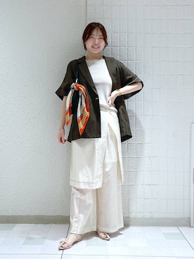 「A part by（アパートバイ）のクロスフラットサンダル（サンダル）」を使った、yumaさん（レディース・164cm・30代）の夏コーディネート