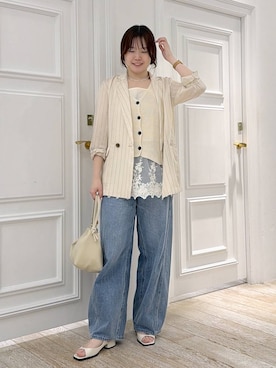 「A part by（アパートバイ）のApbコクーンデニムパンツ（デニムパンツ、ブルー系）」を使った、yumaさん（レディース・164cm）の春コーディネート