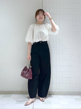 「A part by（アパートバイ）のバルーンドットブラウス（シャツ/ブラウス）」を使った、yumaさん（レディース・164cm）の夏コーディネート