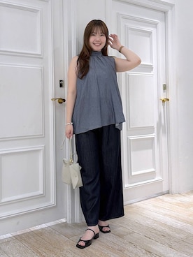 「A part by（アパートバイ）のテンセルデニムパンツ（デニムパンツ、ブルー系）」を使った、yumaさん（レディース・164cm）の夏コーディネート