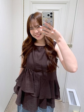 「A part by（アパートバイ）のApbコクーンデニムパンツ（デニムパンツ、ブルー系）」を使った、yumaさん（レディース・164cm）の夏コーディネート
