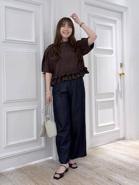 「A part by（アパートバイ）のテンセルデニムパンツ（デニムパンツ、ブルー系）」を使った、yumaさん（レディース・164cm）の夏コーディネート