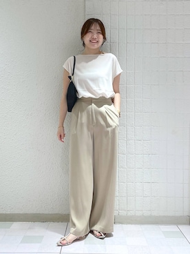 「アイテム（スラックス）」を使った、yumaさん（レディース・164cm・30代）の夏コーディネート