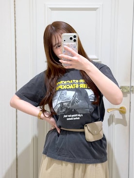 「A part by（アパートバイ）のLIFEカラーTシャツ（Tシャツ/カットソー、グレー系）」を使った、yumaさん（レディース・164cm）の春コーディネート