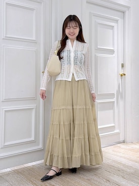 「A part by（アパートバイ）のハートモチーフバッグ（ショルダーバッグ、ホワイト系）」を使った、yumaさん（レディース・164cm）の春コーディネート