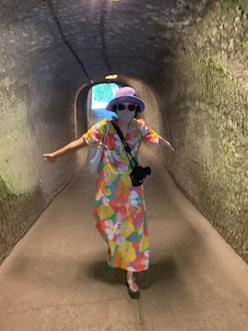 「VINTAGE（ヴィンテージ）のアイテム（サンダル）」を使った、Mgさん（レディース・155cm）の夏コーディネート