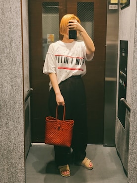 「アイテム（スウェットパンツ、ブラウン系）」を使った、𝕄.さん（レディース・158cm）の夏コーディネート