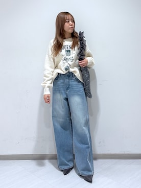 「ロゴニット」｜「アイテム（ブーツ）」を使った、YOUKIさん（レディース・157cm）の冬コーディネート