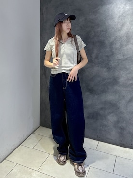 「FREE'S MART（フリーズマート）のアイテム（帽子）」を使った、YOUKIさん（レディース・157cm）の夏コーディネート