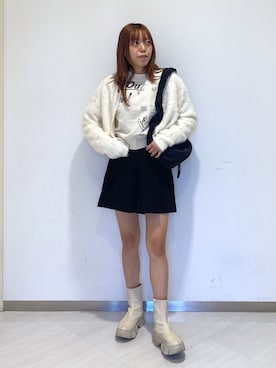 「短丈トップス」｜YOUKIさん（レディース・157cm）の冬コーディネート