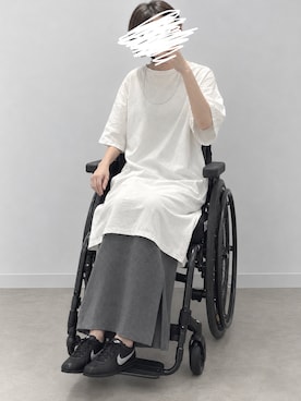 「GU（ジーユー）のアイテム（スカート）」を使った、足腰さん（レディース・155cm）の秋コーディネート