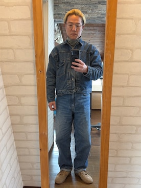 「orSlow（オアスロウ）のアイテム（デニムジャケット、ブルー系）」を使った、キャサさん（メンズ・171cm）の春コーディネート