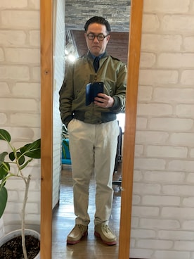 「Buzz Rickson's（バズリクソンズ）のアイテム（MA-1）」を使った、キャサさん（メンズ・171cm）の冬コーディネート