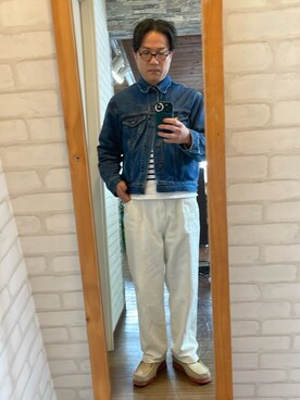 「アイテム（モカシン/デッキシューズ）」を使った、キャサさん（メンズ・171cm）の冬コーディネート