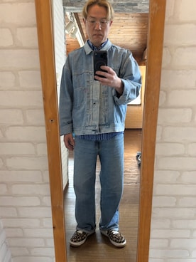 「Levi's（リーバイス）のアイテム（デニムジャケット、ブルー系）」を使った、キャサさん（メンズ・171cm）の春コーディネート