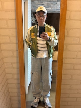 「NEW ERA（ニューエラ）のアイテム（キャップ、ホワイト系）」を使った、キャサさん（メンズ・171cm）の春コーディネート