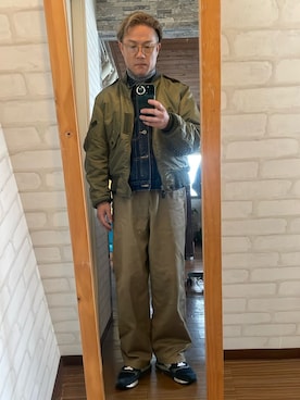 「Buzz Rickson's（バズリクソンズ）のアイテム（ジャケット/アウター）」を使った、キャサさん（メンズ・171cm）の冬コーディネート