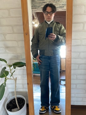 「Buzz Rickson's（バズリクソンズ）のアイテム（MA-1）」を使った、キャサさん（メンズ・171cm）の冬コーディネート