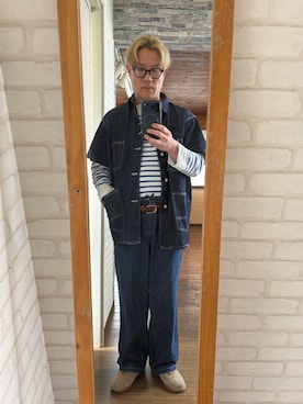 「BEAMS BOY（ビームスボーイ）のアイテム（デニムジャケット、ブルー系）」を使った、キャサさん（メンズ・171cm）の春コーディネート