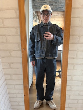 「NEW ERA（ニューエラ）のアイテム（キャップ、ホワイト系）」を使った、キャサさん（メンズ・171cm）の春コーディネート