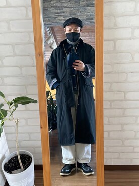 「アイテム（ステンカラーコート）」を使った、キャサさん（メンズ・171cm）の冬コーディネート