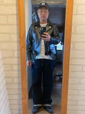 「BEAMS（ビームス）のアイテム（ライダースジャケット）」を使った、キャサさん（メンズ・171cm）の春コーディネート