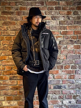 「SCHOTT」｜「アイテム（ダウンジャケット/コート）」を使った、鈴木 瞬さん（メンズ・176cm）の冬コーディネート