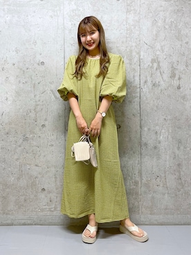 「イエローコーデ」｜「アイテム（その他）」を使った、ミユさん（レディース・157cm）の夏コーディネート