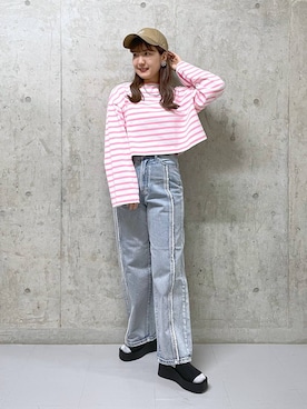 「アイテム（キャップ）」を使った、ミユさん（レディース・157cm・20代）の春コーディネート