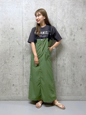 「ミリタリーコーデ」｜「アイテム（ワンピース/ドレス）」を使った、ミユさん（レディース・157cm）の夏コーディネート