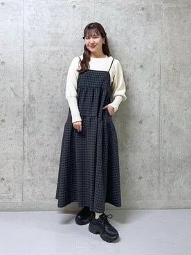 「キャミワンピース」｜ミユさん（レディース・157cm）の冬コーディネート