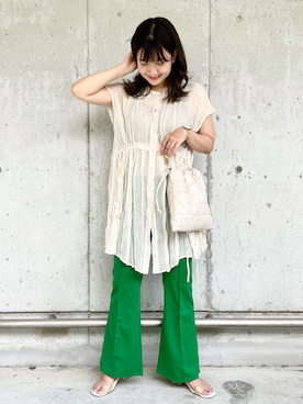 「SpRay（スプレイ）のアイテム（パンツ）」を使った、ミユさん（レディース・157cm）の夏コーディネート