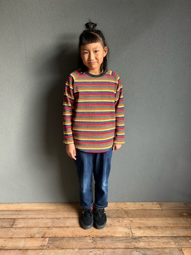 「アイテム（デニムパンツ）」を使った、fuuuさん（キッズ・125cm）の秋コーディネート