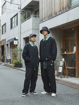 「rehacer（レアセル）のrehacer : CORDURA Fabric Jet Cap / コーデュラ ジェット キャップ（キャップ、ブルー系）」を使った、rehacer STAFFさん（メンズ・175cm）の冬コーディネート