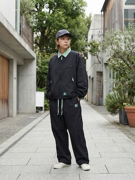 「rehacer（レアセル）のrehacer : CORDURA Fabric Jet Cap / コーデュラ ジェット キャップ（キャップ、ブルー系）」を使った、rehacer STAFFさん（メンズ・175cm）の冬コーディネート