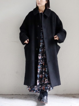 「黒コート」｜SuKiMaさん（レディース・161cm）の冬コーディネート
