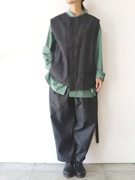 「セットアップコーデ」｜「アイテム（スリッポン）」を使った、SuKiMaさん（レディース・161cm）の秋コーディネート