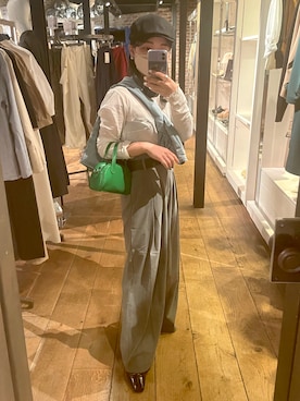 「ハンチング」｜「アイテム（キャップ）」を使った、mさん（レディース・152cm）の春コーディネート