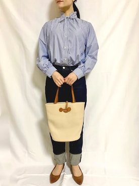 「フレンチカジュアル」｜「アイテム（パンプス）」を使った、umeさん（レディース・161cm）の冬コーディネート