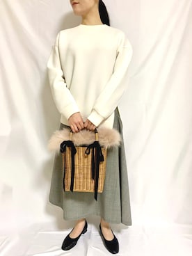「ILIMA（イリマ）のアイテム（バレエシューズ）」を使った、umeさん（レディース・161cm）の冬コーディネート
