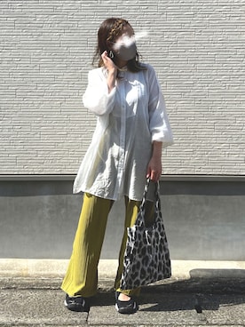 「アイテム（その他パンツ、イエロー系）」を使った、Tさんち。さん（レディース・155cm）の夏コーディネート