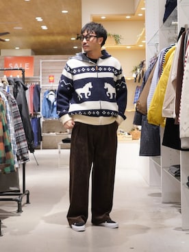 「GEVACO（ゲバコ）のアイテム」を使った、おがしょーさん（メンズ・177cm）の冬コーディネート