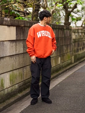 オレンジ系のアイテムを使った 大人カジュアル のメンズ人気ファッションコーディネート Wear